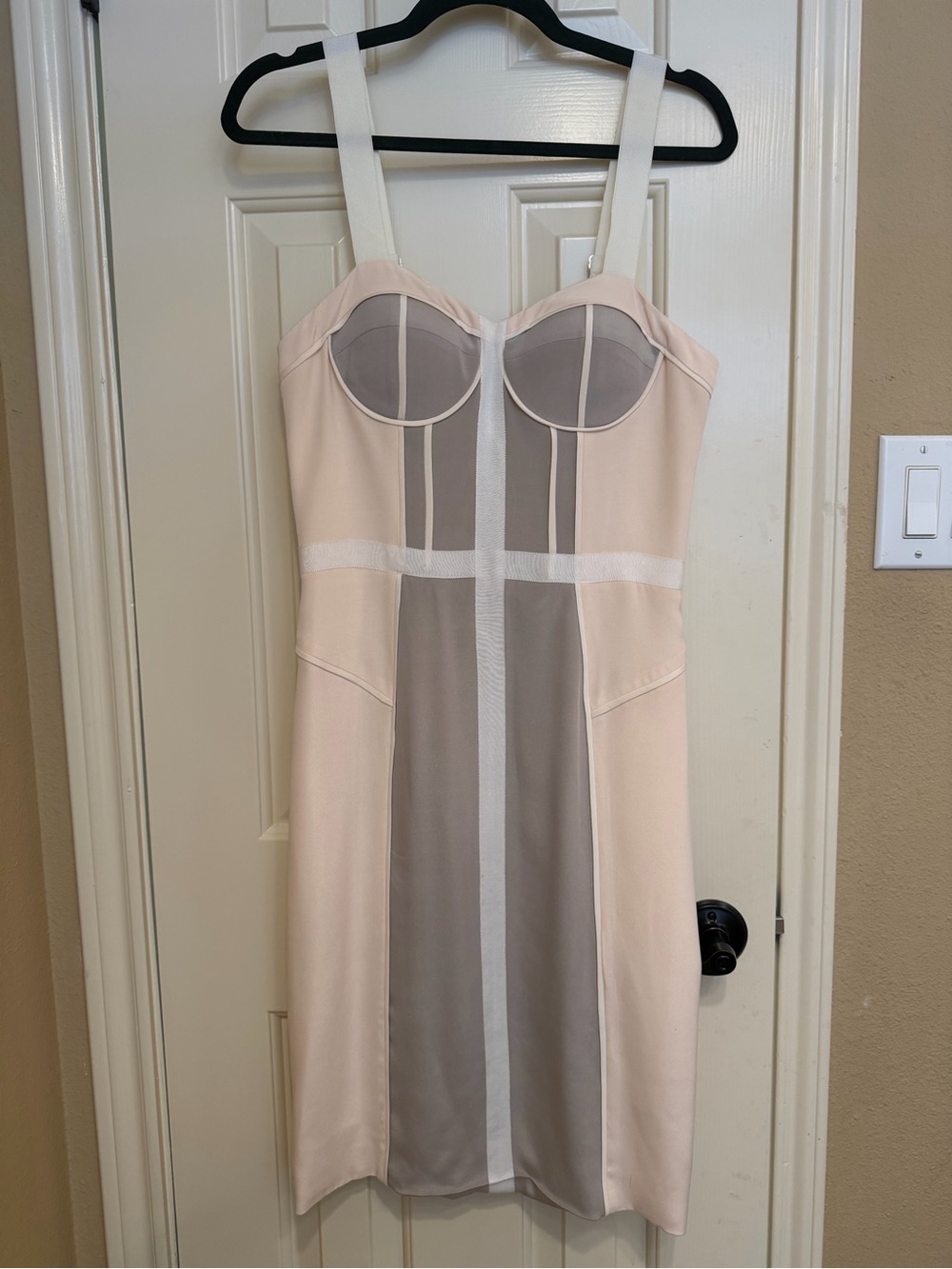 Rebecca Minkoff Midi Sheath Dress in Light Blush and Gray